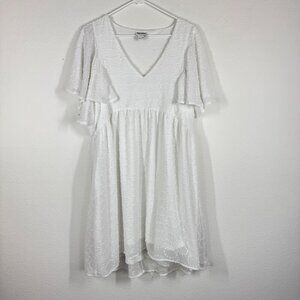 ARULA Amelia White Dress Size A (1X) Pockets Slip On A Line Romantic Babydoll
